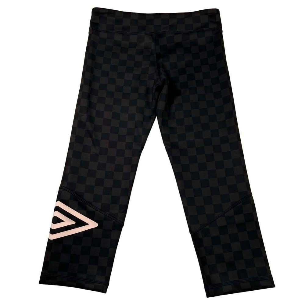 UMBRO Pants Jr. Women's Checkered Straight Leg Yoga Capri Stretch Black Gray XL - Picture 10 of 13